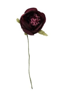 Yapay Çiçek İnce İpek Tek Dal Hazırlama Gülü Bordo - 2