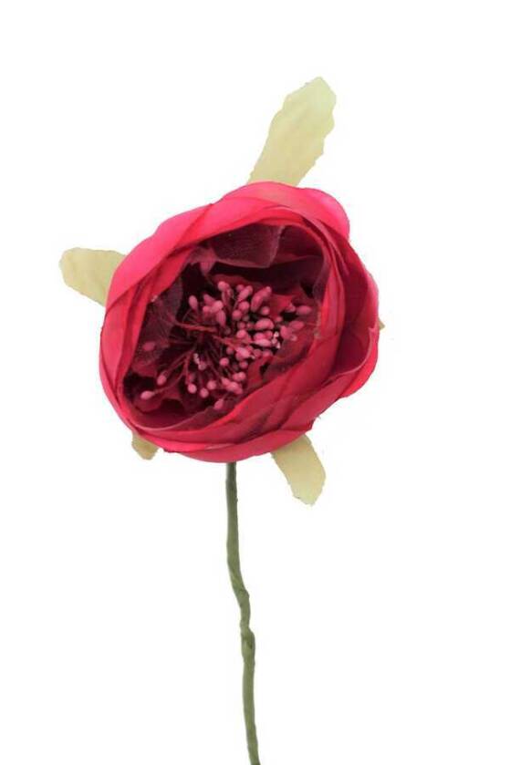 Yapay Çiçek İnce İpek Tek Dal Hazırlama Gülü Fuşya - 1