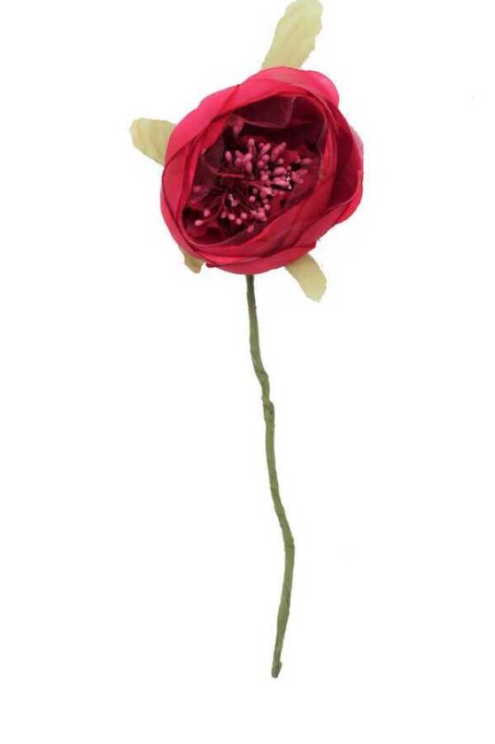 Yapay Çiçek İnce İpek Tek Dal Hazırlama Gülü Fuşya - 2