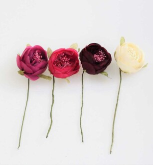 Yapay Çiçek İnce İpek Tek Dal Hazırlama Gülü Fuşya - 3