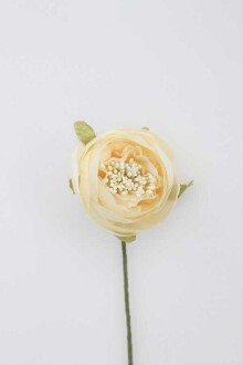 Yapay Çiçek İnce İpek Tek Dal Hazırlama Gülü Kırık Beyaz - Yapay Çiçek Sitesi