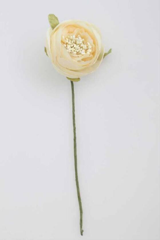 Yapay Çiçek İnce İpek Tek Dal Hazırlama Gülü Kırık Beyaz - 2