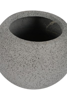 Yapay Çiçek Sitesi Yuvarlak Küre Gri Fiber Saksı Çap 40 cm - 2