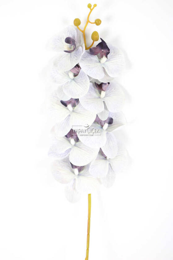 Yapay Dal Baskılı Orkide Çiçeği 88 cm Gri Mor - 2