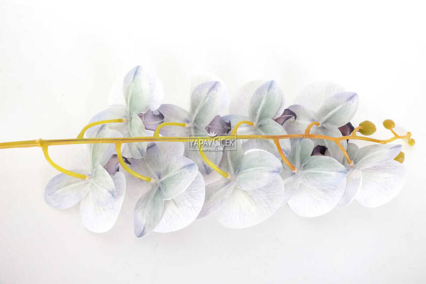 Yapay Dal Baskılı Orkide Çiçeği 88 cm Gri Mor - 4
