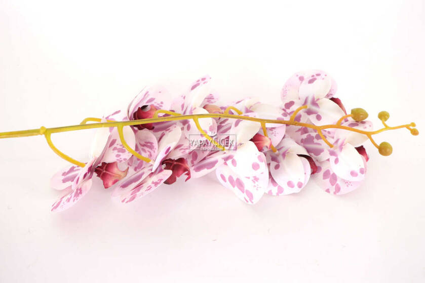 Yapay Dal Baskılı Orkide Çiçeği 88 cm Mor Benekli - 4