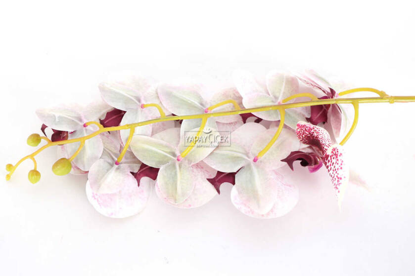 Yapay Dal Baskılı Orkide Çiçeği 88 cm Mürdüm Benekli - 5