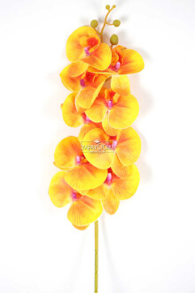 Yapay Dal Baskılı Orkide Çiçeği 88 cm Turuncu Hardal - 3