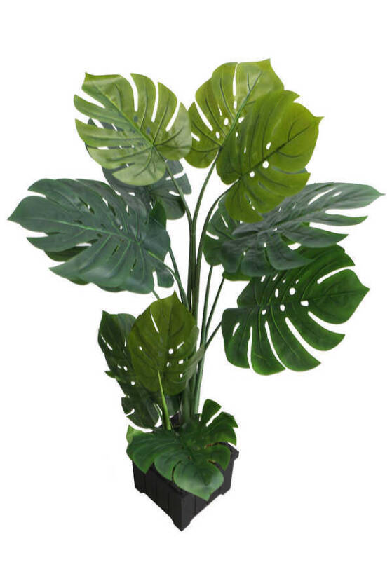 Yapay Deve Tabanı Ağacı Ahşap Saksıda 120 cm ( Monstera Deliciosa) - 3