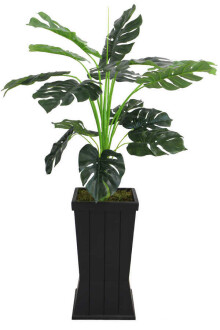 Yapay Deve Tabanı Ağacı Ahşap Siyah Saksıda 130 cm ( Monstera Deliciosa) - 4