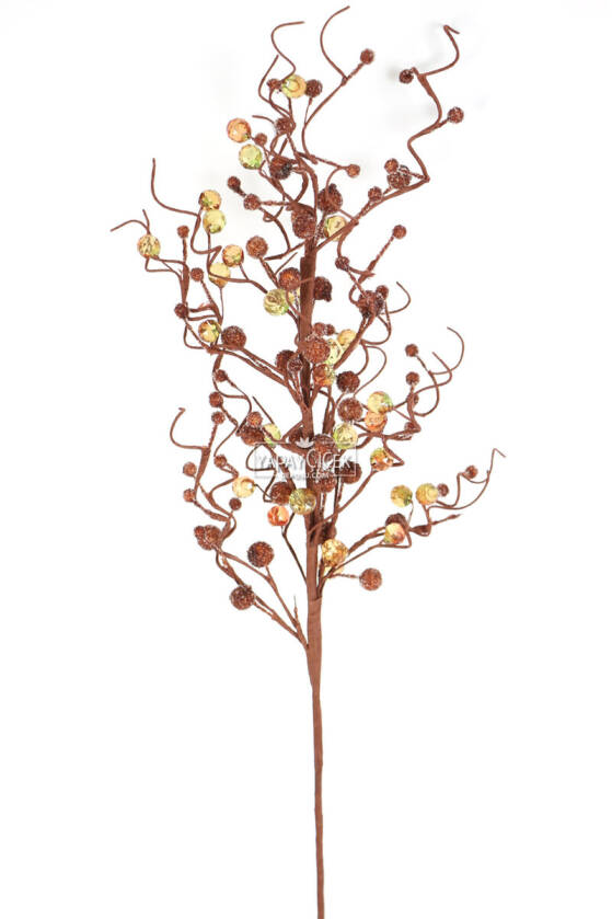 Yapay Kristal Taşlı Kokina Dal 65 cm Açık Kahve - 1