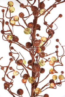 Yapay Kristal Taşlı Kokina Dal 65 cm Açık Kahve - 2