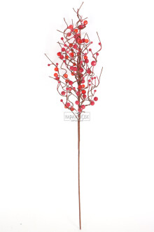 Yapay Kristal Taşlı Kokina Dal 65 cm Kırmızı - 3