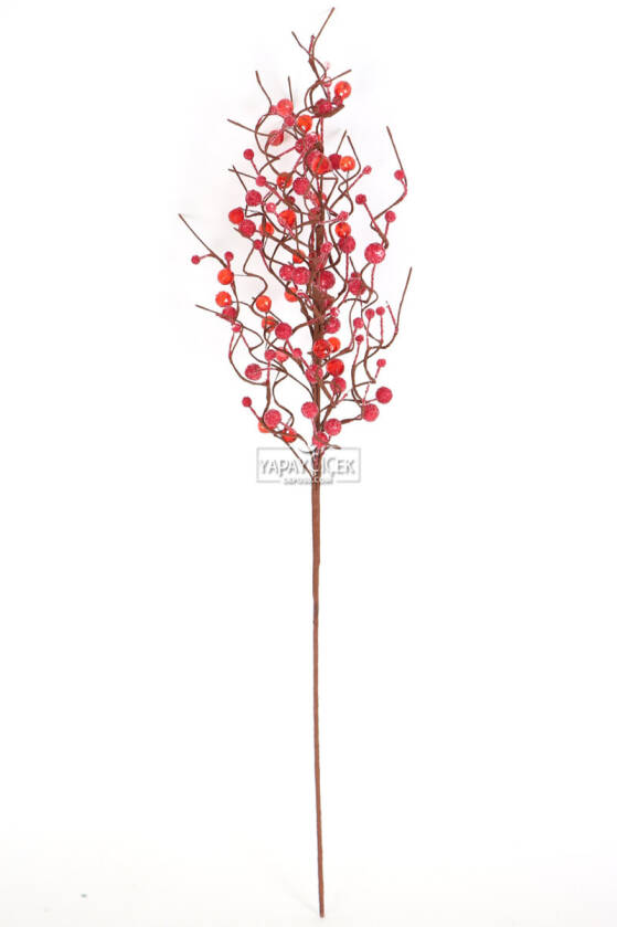 Yapay Kristal Taşlı Kokina Dal 65 cm Kırmızı - 3