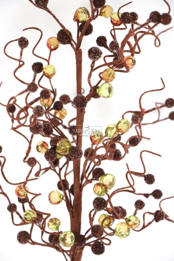 Yapay Kristal Taşlı Kokina Dal 65 cm Koyu Kahve - 2