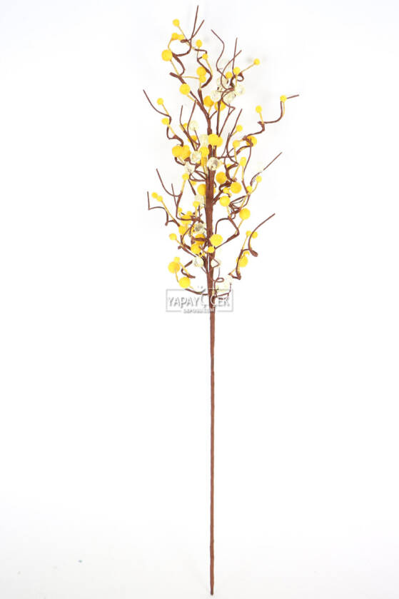 Yapay Kristal Taşlı Kokina Dal 65 cm Sarı - 3