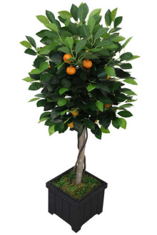 Yapay Mandalina Ağacı Ahşap Saksıda 110 cm - 3