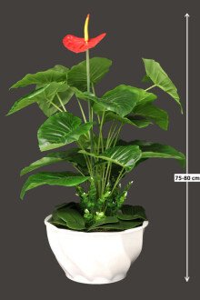 Yapay Saloon Bitkisi Antoryum Melamin Saksılı - Yapay Çiçek Sitesi