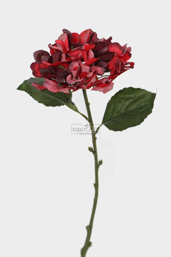 Yapay Tek Dal Pastel Ortanca Dalı 58 cm Kırmızı - 2