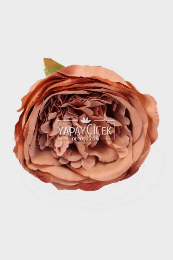 Yapay Tek Kafa Şakayık Gül 10 cm Kahve - 1