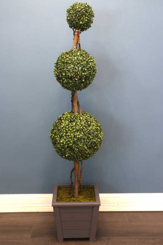 Yapay Top Şimşir Ağacı 3 Katlı 160 cm Gri Büyük Saksılı - 1