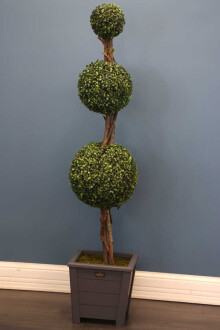 Yapay Top Şimşir Ağacı 3 Katlı 160 cm Gri Büyük Saksılı - 3