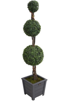 Yapay Top Şimşir Ağacı 3 Katlı 160 cm Gri Büyük Saksılı - 4