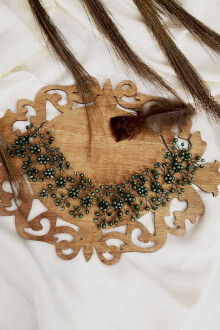 Yeşil İncili Kristal Taç - Yapay Çiçek Sitesi