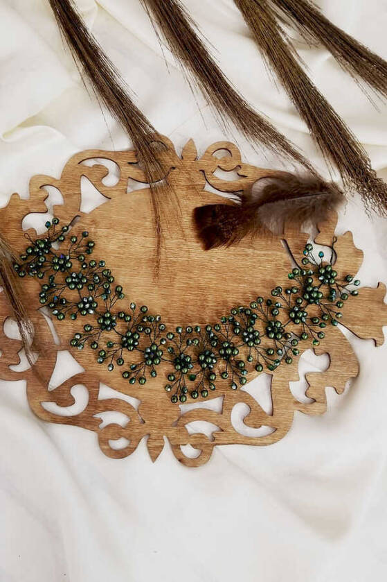 Yeşil İncili Kristal Taç - 1